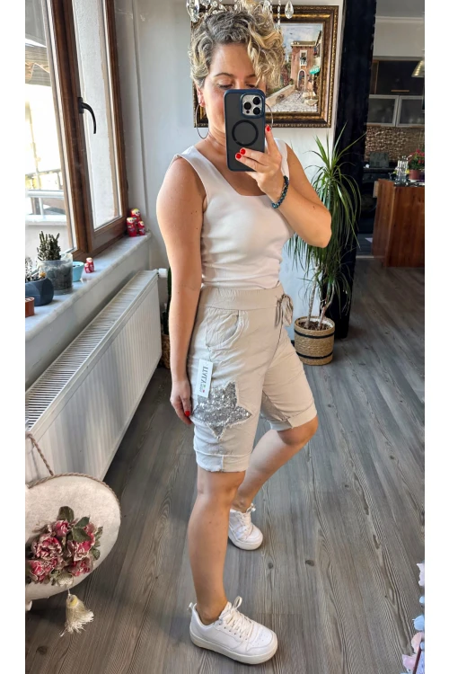 Matta İtalyan Yıldızlı Şort Taş