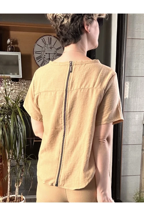 Noce Belden Fermuar Detaylı Tulum Camel