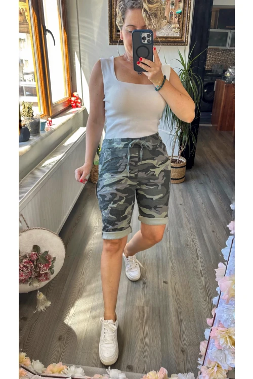 Vito İtalyan Kamuflaj Haki Yeşil Şort