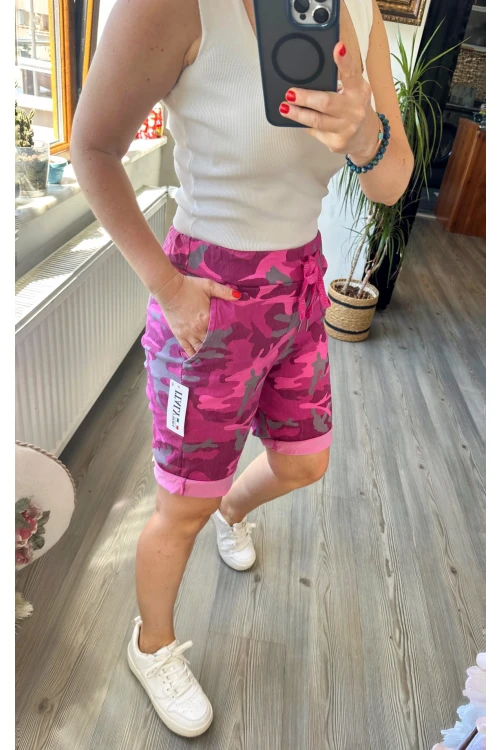 Vito İtalyan Kamuflaj Pembe Şort