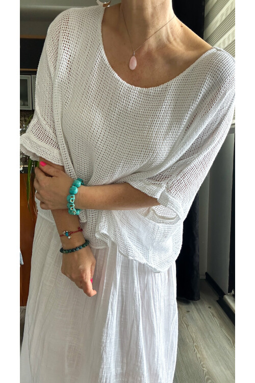 Abitare İtalyan Fisto File Detay Vip Elbise Beyaz