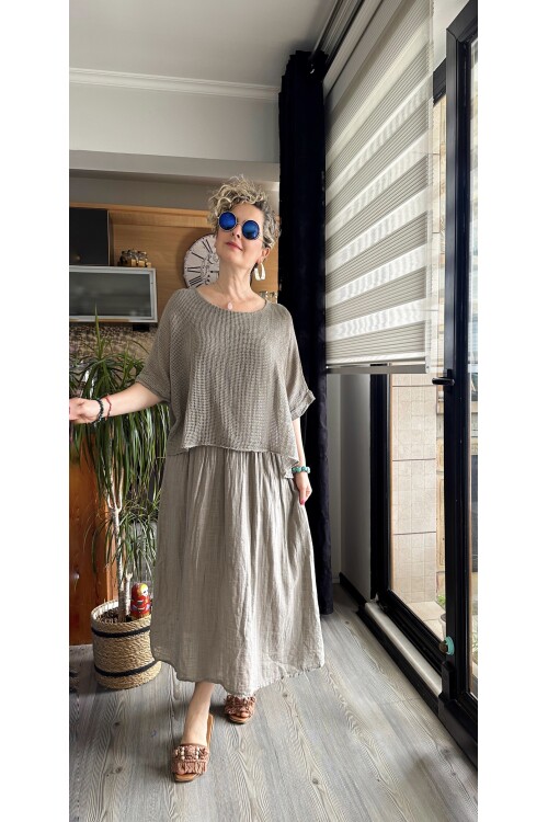 Abitare İtalyan Fisto File Detay Vip Elbise Vizon