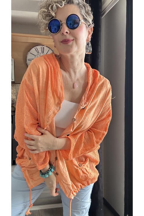 Bonita File Detay Kapşonlu Ceket Yavru Ağzı