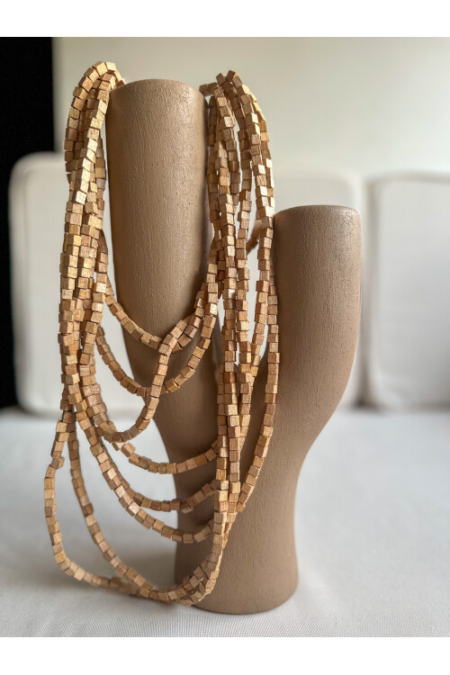 Cappuccino Tahta Otantik Sekiz Sıra Kolye