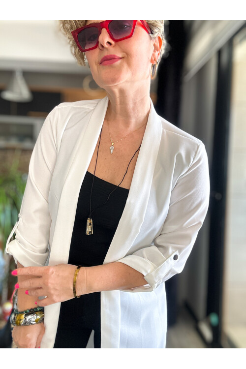 Cassido Kol Detay Zara Model Ceket Beyaz