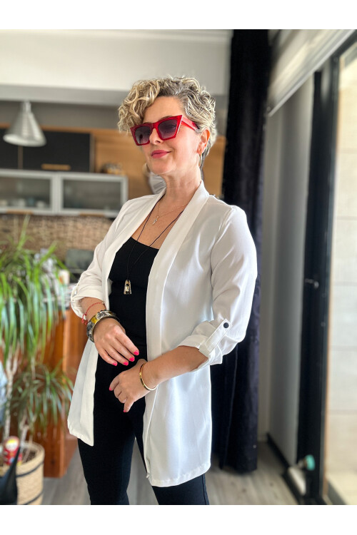 Cassido Kol Detay Zara Model Ceket Beyaz