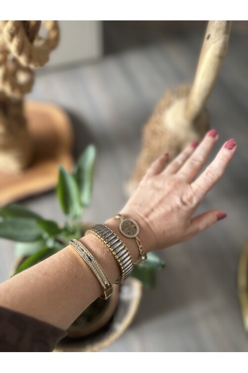 Gold Silver Vintage Çelik Bileklik