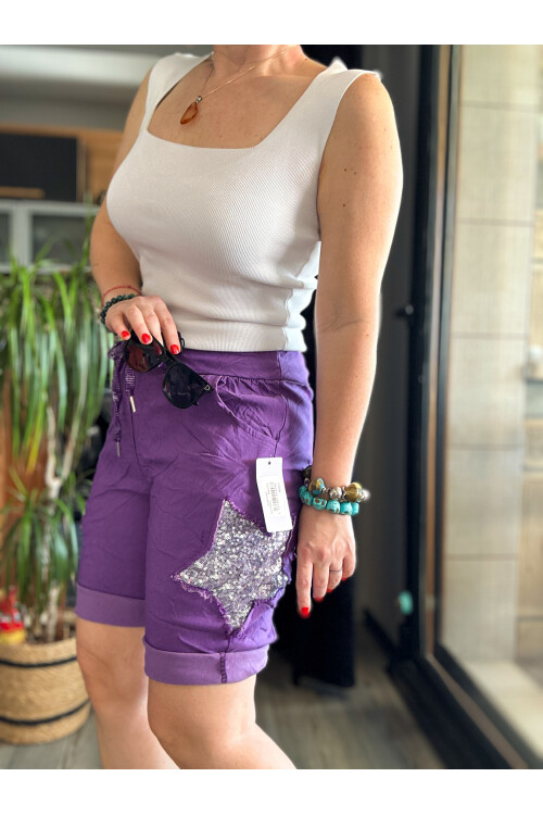 Matta İtalyan Yıldızlı Şort Mor