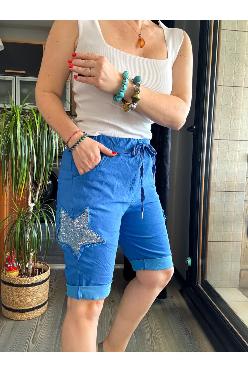 Matta İtalyan Yıldızlı Şort Çivit Mavi