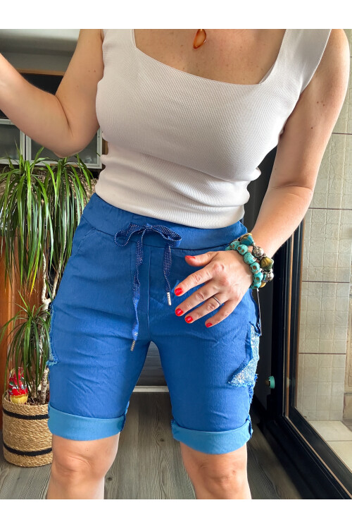 Matta İtalyan Yıldızlı Şort Çivit Mavi