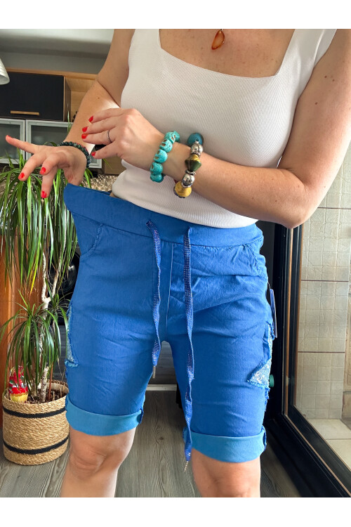 Matta İtalyan Yıldızlı Şort Çivit Mavi