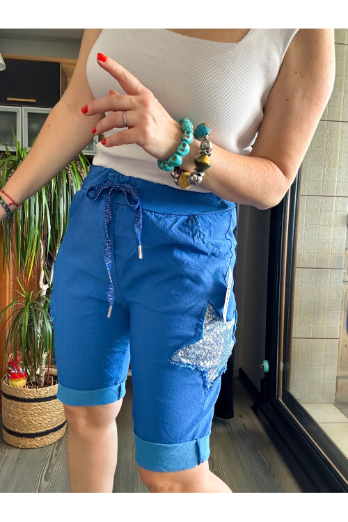 Matta İtalyan Yıldızlı Şort Çivit Mavi