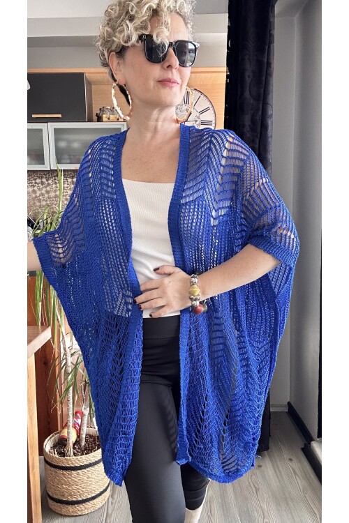 Misa Ajurlu İthal Lase Hırka Mavi