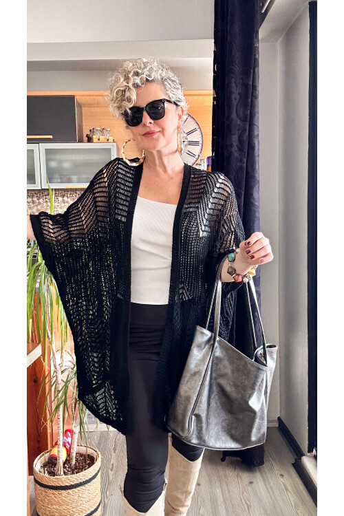 Misa Ajurlu İthal Lase Hırka Siyah