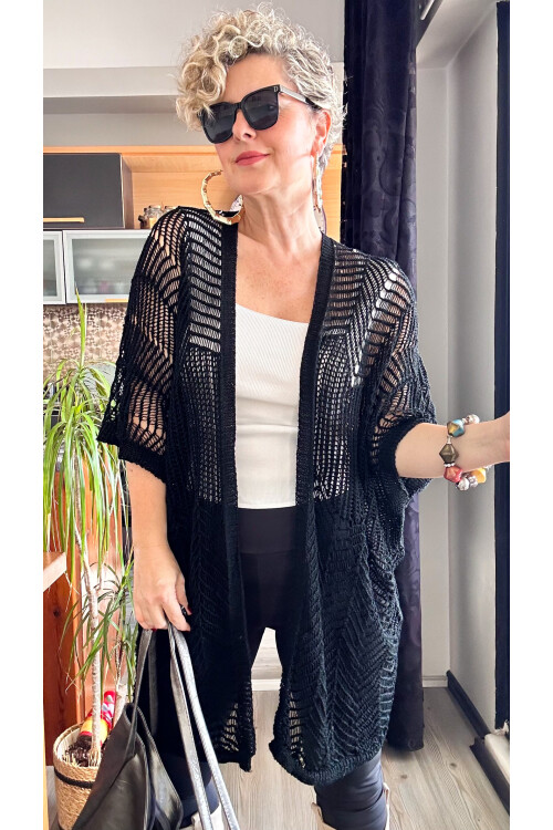 Misa Ajurlu İthal Lase Hırka Siyah