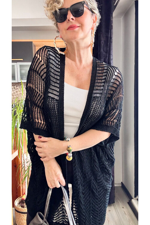 Misa Ajurlu İthal Lase Hırka Siyah