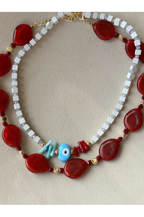 Nazar Doğal Taş Görünüm Lapisum Kolye