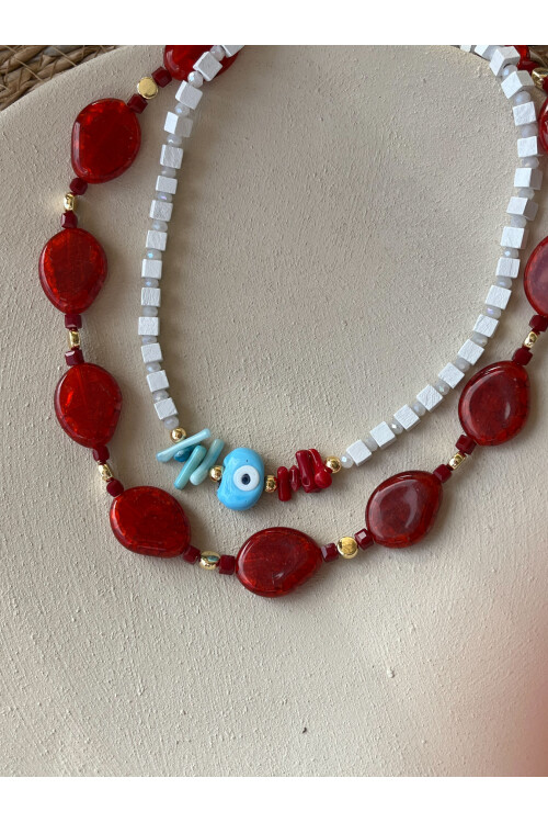 Nazar Doğal Taş Görünüm Lapisum Kolye