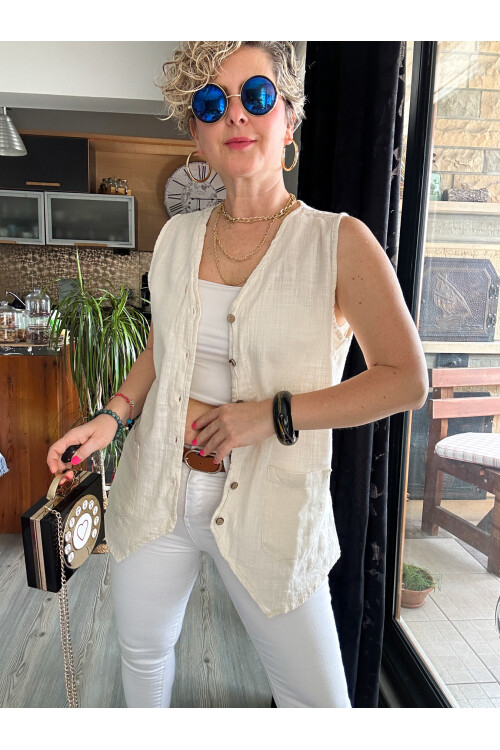 Nepa Tasarım Bluz Yelek Bej