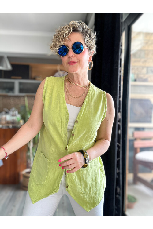 Nepa Tasarım Bluz Yelek Fıstık Yeşil