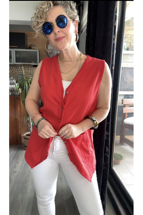 Nepa Tasarım Bluz Yelek Kırmızı