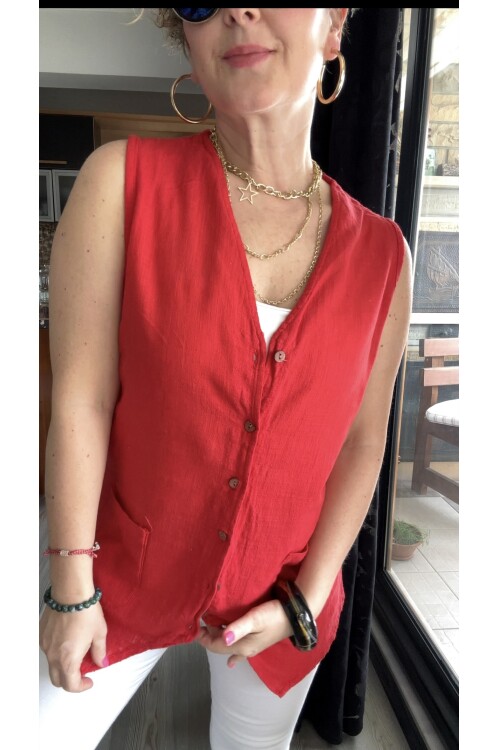 Nepa Tasarım Bluz Yelek Kırmızı