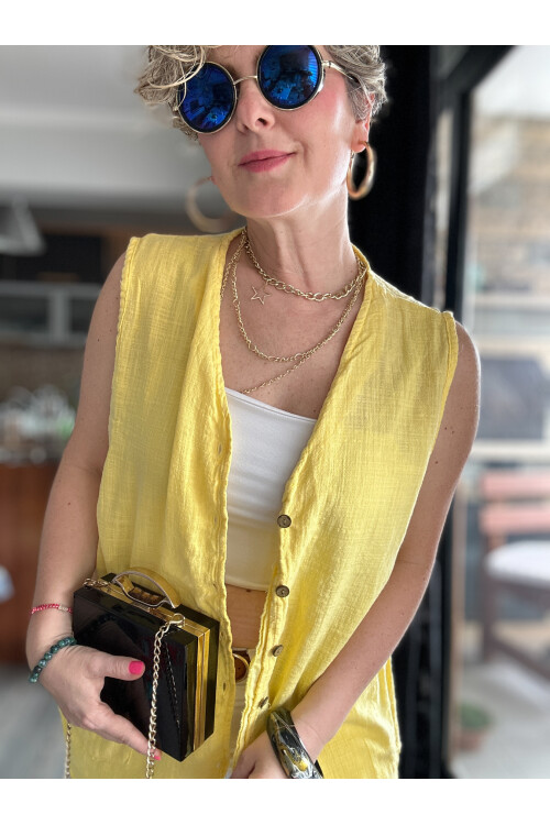 Nepa Tasarım Bluz Yelek Sarı