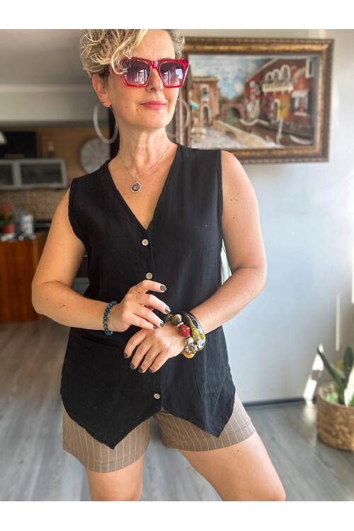 Nepa Tasarım Bluz Yelek Siyah