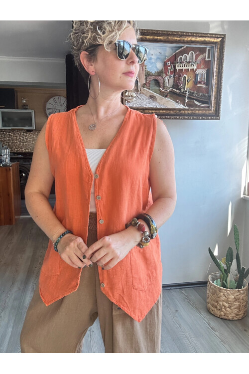 Nepa Tasarım Bluz Yelek Turuncu