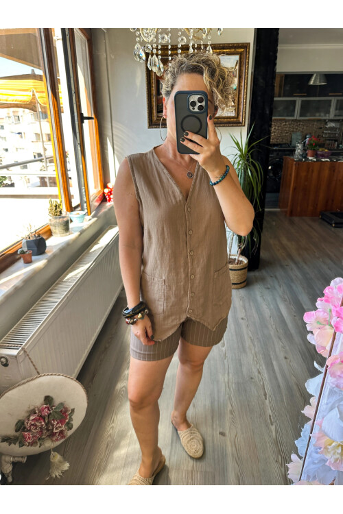 Nepa Tasarım Bluz Yelek Vizon