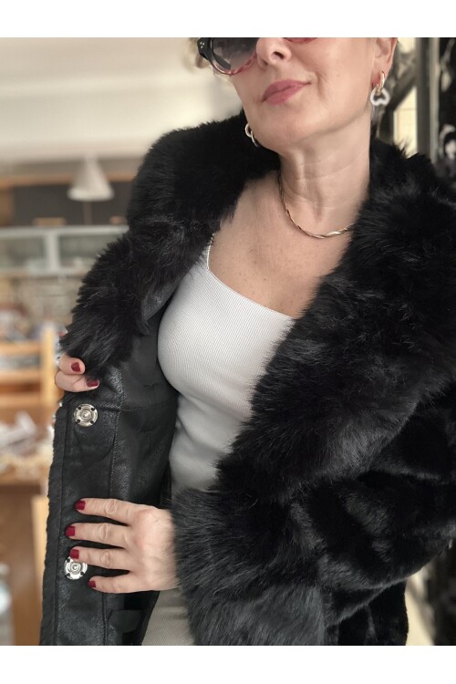 Rennes İthal Kısa Kürk Siyah