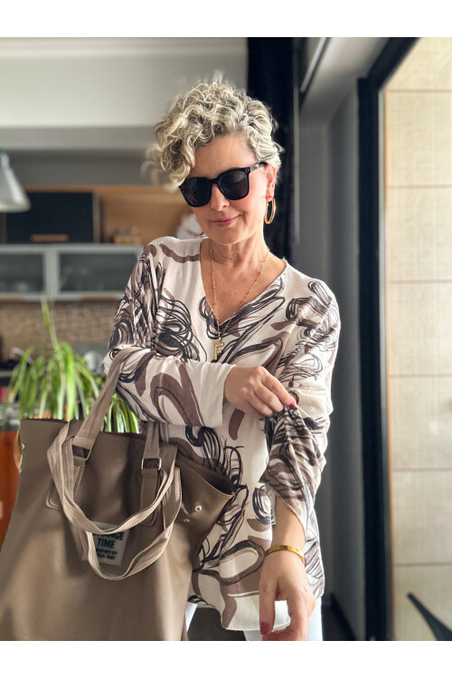 Ricci İtalyan Rafya Desen Angora Triko Bej