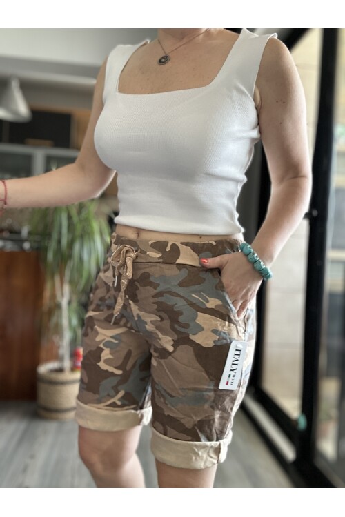 Stella İtalyan Kamuflaj Camel Şort