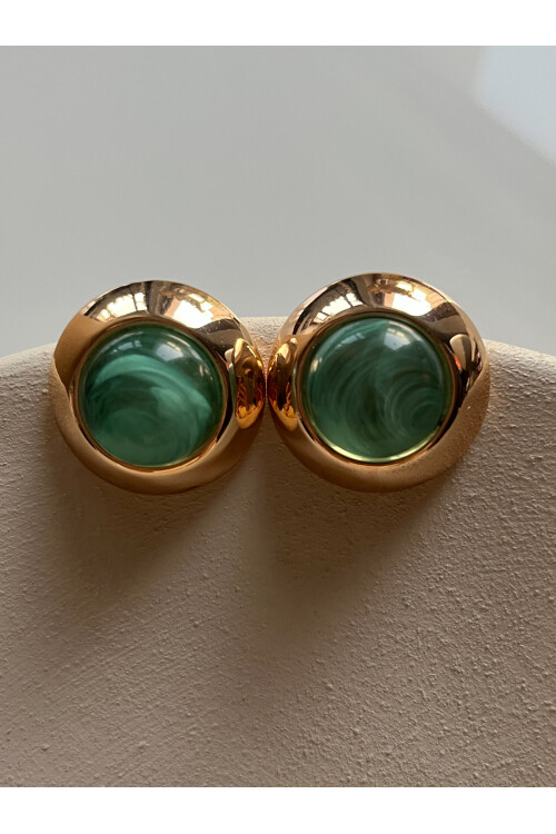 Vanni Düğme Küpe Yeşil