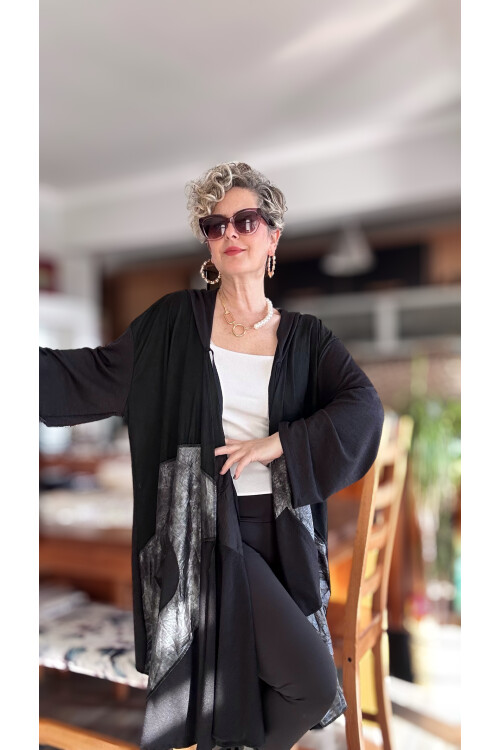 Belissa Tasarım Kapşon Detay Asimetrik Hırka