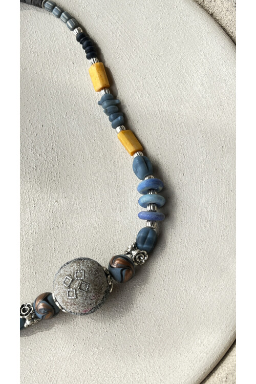 Clips Doğal Taş Etnik Kolye