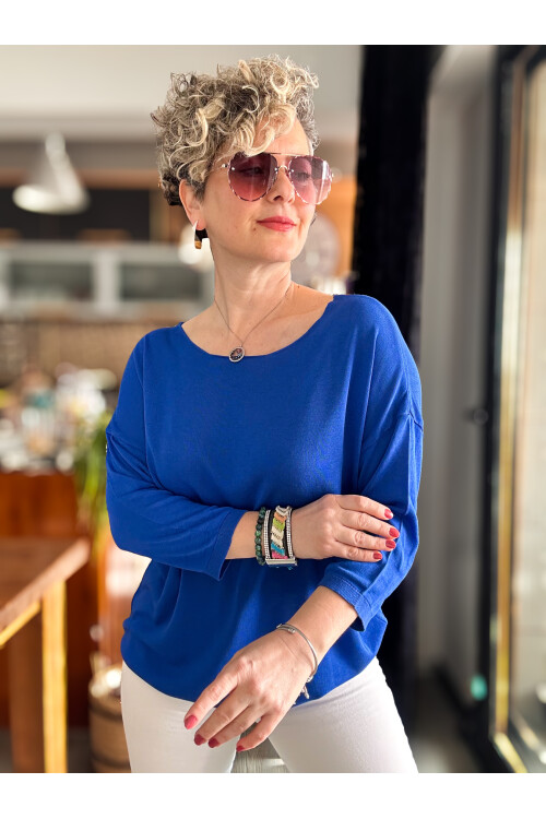 Cuppa Yuvarlak Yaka Mevsimlik Saks Basic Triko