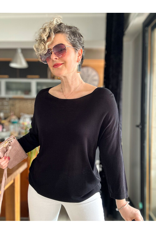 Cuppa Yuvarlak Yaka Mevsimlik Basic Siyah