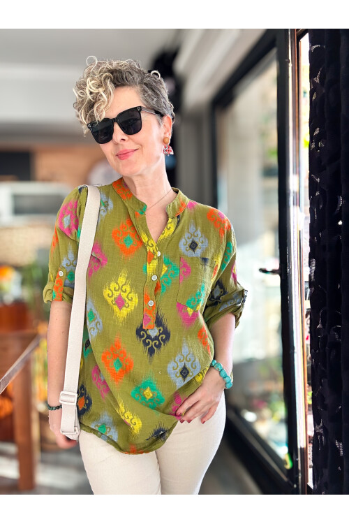 Diga Seramik Desen İtalyan Gömlek Yağ Yeşil
