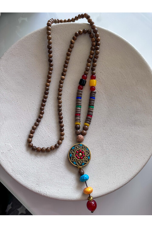 Dimen Doğal Taş Etnik Bambu Kolye