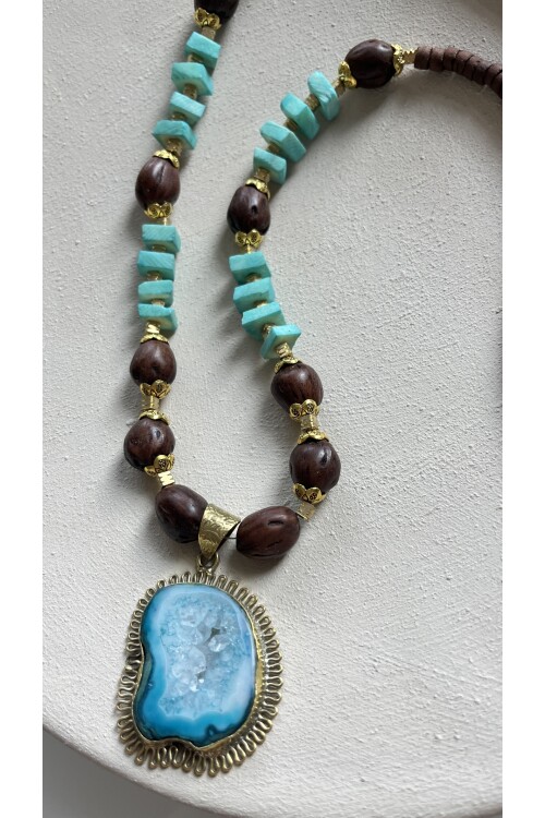 Diva Akik Doğal Taş Kolye