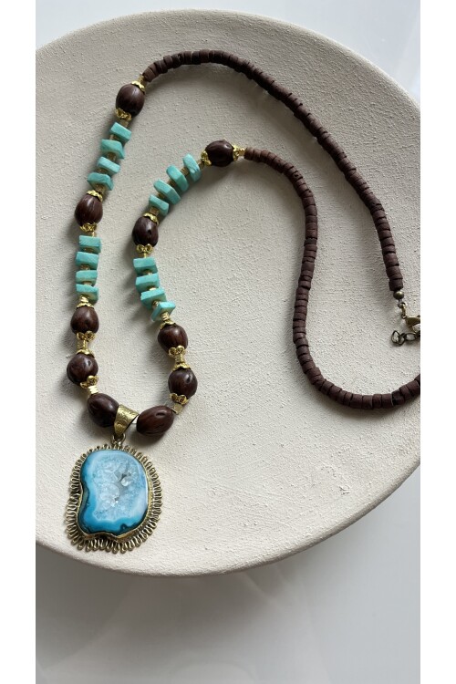 Diva Akik Doğal Taş Kolye