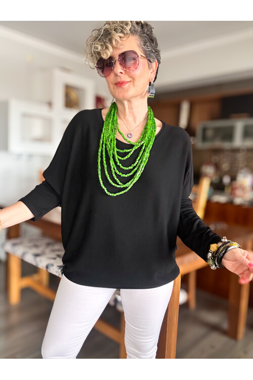 Eddi Soft İtalyan Tasarım Triko Bluz Siyah