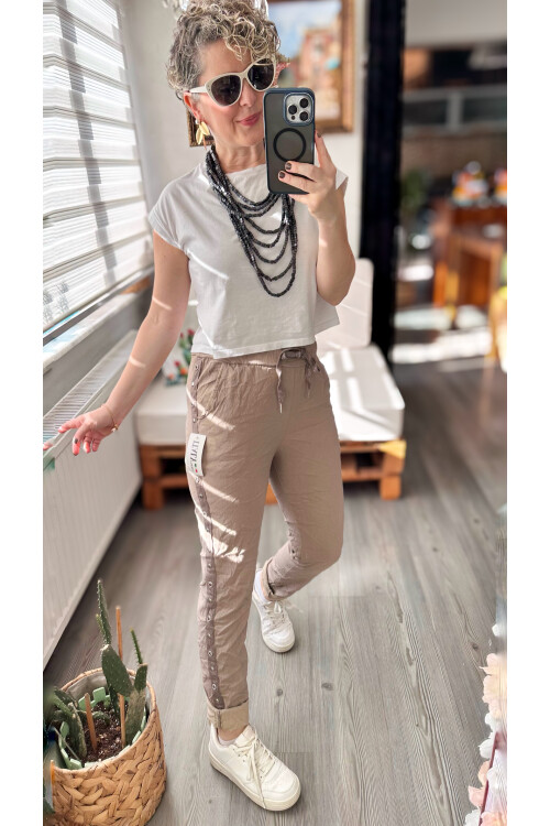 Felisa  İtalyan Sihirli Zımba Detay Pantalon Fango