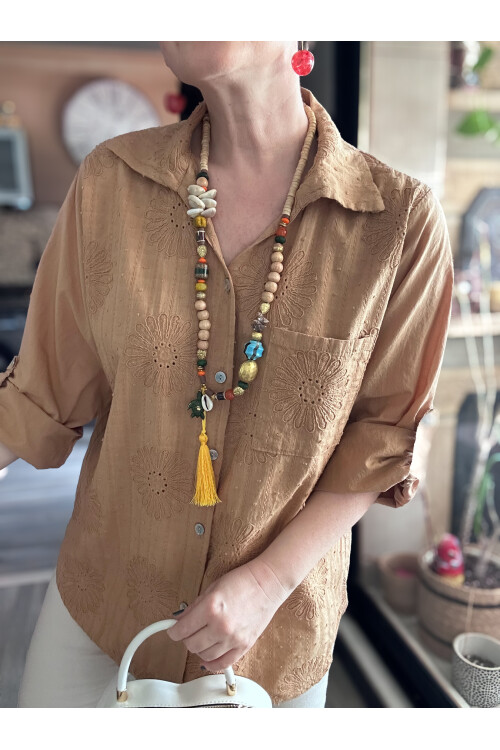 Gesso İtalyan Çiçek Fisto Detay Gömlek Cappuccino