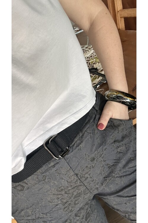 Gianni İtalyan Desen Detay Kemerli Sihirli Pantolon Dark Grey