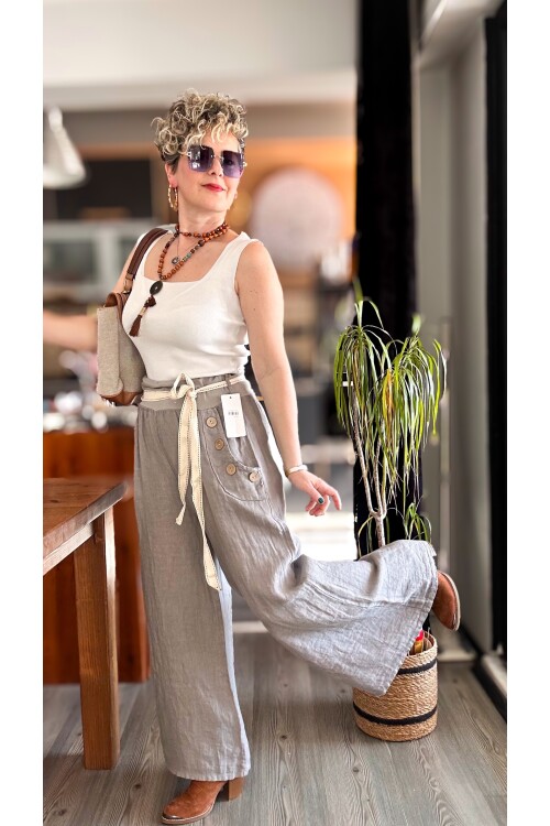 Henry İtalyan Cep Düğme Detay Pantolon Fango