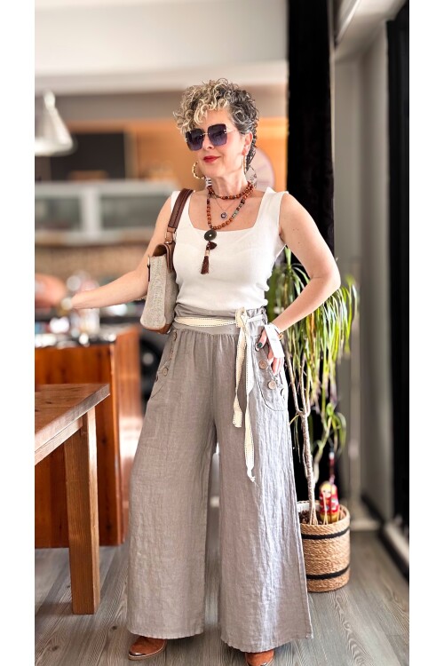 Henry İtalyan Cep Düğme Detay Pantolon Fango