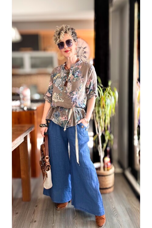 Henry İtalyan Cep Düğme Detay Pantolon Jean Mavi