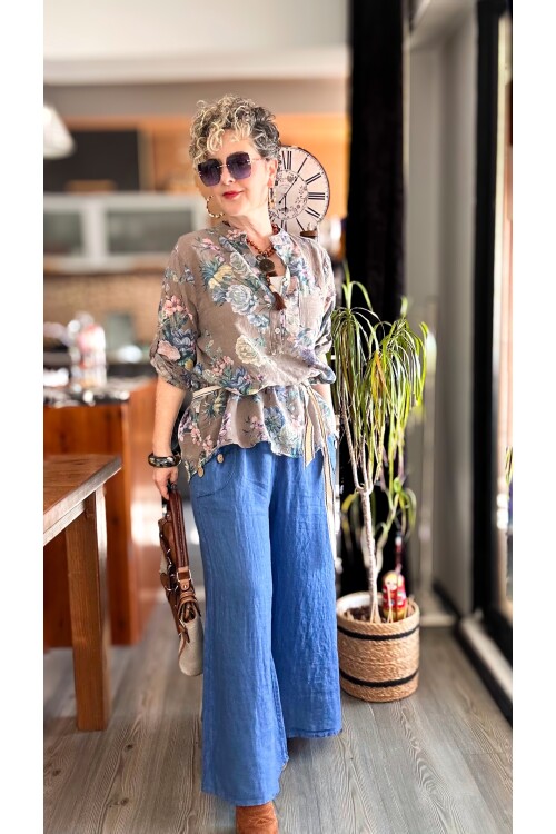 Henry İtalyan Cep Düğme Detay Pantolon Jean Mavi